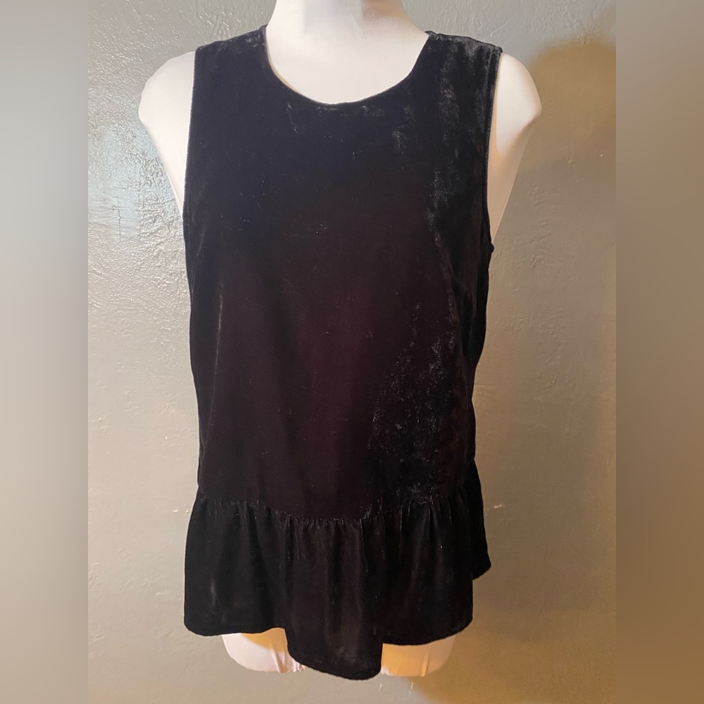 J. Crew Womens Black Velvet baby doll sleeveless tank Top